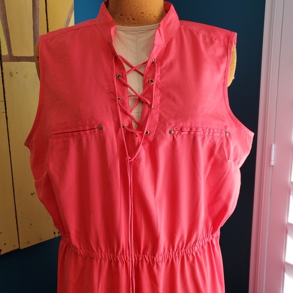 Plus Size Coral Sleeveless Dress Size 1X - Picture 2 of 10